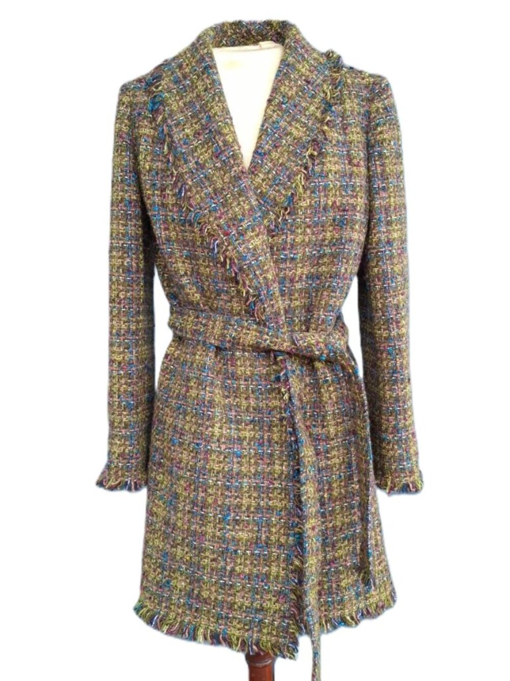 Jones New York Signature Wool Blend Multicolor Tweed Coat Size 6